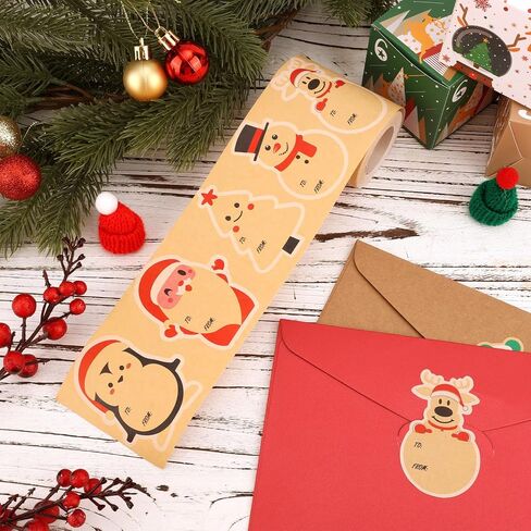 200pcs Christmas Tags for Gifts, Natural Kraft Paper Stickers Christmas Name Labels Party Favors Tag Stickers Holiday Wrapping Label for Xmas Presents Wrap in Saudi Arabia