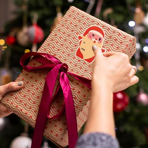 200pcs Christmas Tags for Gifts, Natural Kraft Paper Stickers Christmas Name Labels Party Favors Tag Stickers Holiday Wrapping Label for Xmas Presents Wrap in Saudi Arabia