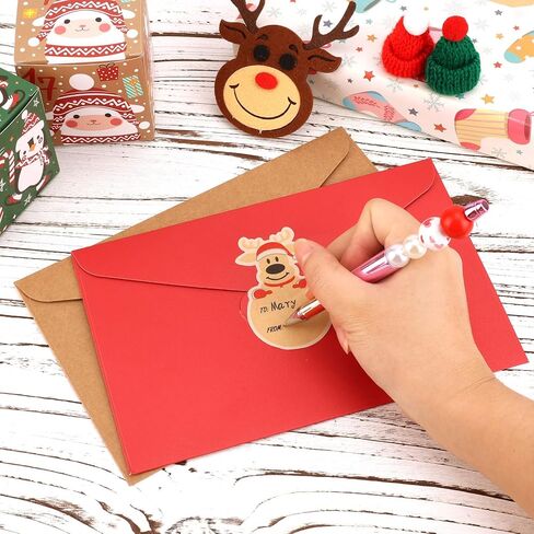 200pcs Christmas Tags for Gifts, Natural Kraft Paper Stickers Christmas Name Labels Party Favors Tag Stickers Holiday Wrapping Label for Xmas Presents Wrap in Saudi Arabia