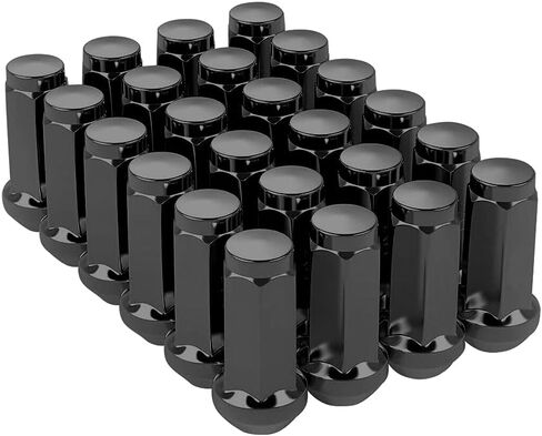 24PCS 1/2"-20 Lug Nuts, Hunting Horse 1.9 inch Tall Closed End Chrome Lug Nuts Cone Seat, 3/4 inch Hex, Black in Saudi Arabia
