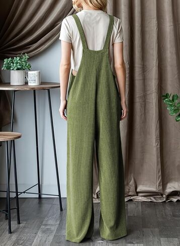 Dokotoo Women's Casual Jumpsuits Ribbed Front Pocket Loose Overalls One Piece Sleeveless Wide Leg Long Pant Rompers in Saudi Arabia