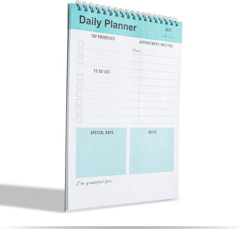 Daily Planner, To Do List Notepad, Spiral Notebook, Undated-52 Sheets-6.5" x 9.8" Checklist, Notebooks for Work, Personal Organizer Notepad, Daily Task Notebook (Blue) in Saudi Arabia