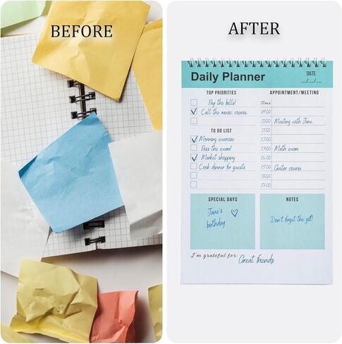Daily Planner, To Do List Notepad, Spiral Notebook, Undated-52 Sheets-6.5" x 9.8" Checklist, Notebooks for Work, Personal Organizer Notepad, Daily Task Notebook (Blue) in Saudi Arabia