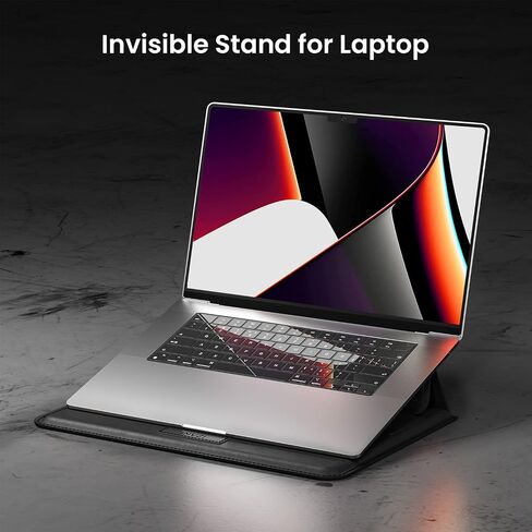 INVZI MacBook Sleeve, Vegan Leather Bag Compatible with 15"/16" MacBook Pro M3/M2/M1/Max 2024-2019, Compact Design with Invisible Stand (Blue) in Saudi Arabia