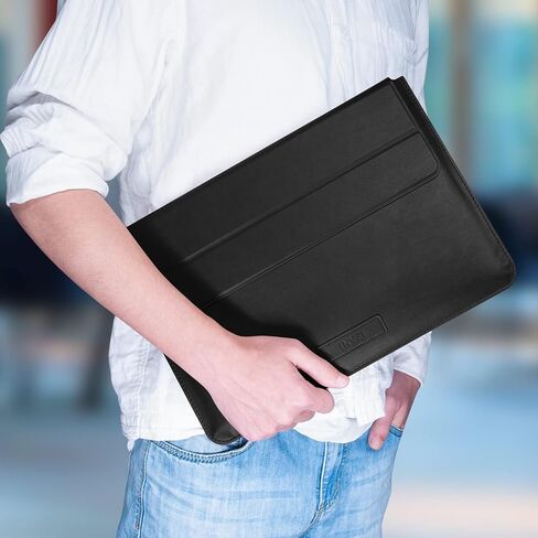 INVZI MacBook Sleeve, Vegan Leather Bag Compatible with 15"/16" MacBook Pro M3/M2/M1/Max 2024-2019, Compact Design with Invisible Stand (Blue) in Saudi Arabia