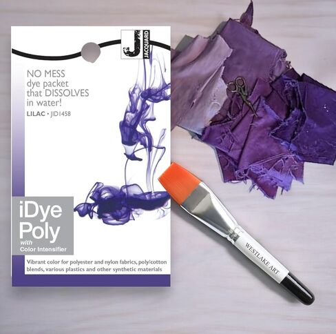صبغة نسيج بولي Idye، 0.02 كجم، معبأة مع فرشاة طلاء بألوان مائية - صبغة لنسيج البوليستر والنايلون - ظل أرجواني مع مكثف الألوان، متعددة الاستخدامات وصديقة للبيئة [عبوة من 3 قطع] in Saudi Arabia