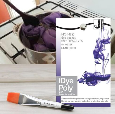صبغة نسيج بولي Idye، 0.02 كجم، معبأة مع فرشاة طلاء بألوان مائية - صبغة لنسيج البوليستر والنايلون - ظل أرجواني مع مكثف الألوان، متعددة الاستخدامات وصديقة للبيئة [عبوة من 3 قطع] in Saudi Arabia