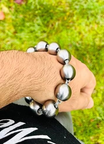 Big Simran Manke Beads Punjabi Kada Sikh Kada Made Of Sarbloh | Sarb Loh | Men Kada | Tarsem Jassar Style | Mossewala style Kada Sikh Accessory Sikh Bracelet Heavy Kada Big Kara Karha in Saudi Arabia