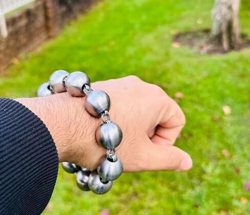 Big Simran Manke Beads Punjabi Kada Sikh Kada Made Of Sarbloh | Sarb Loh | Men Kada | Tarsem Jassar Style | Mossewala style Kada Sikh Accessory Sikh Bracelet Heavy Kada Big Kara Karha in Saudi Arabia