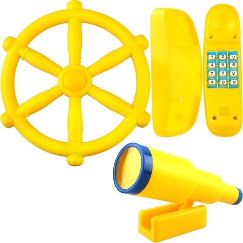 3 Pack Kids Playground Accessories Pirate Ship Steering Wheel Plastic Steering Wheel Swingset Telephone Plastic Telescope for Kids Outdoor Playhouse Treehouse Playset (Red) in Saudi Arabia