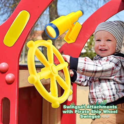 3 Pack Kids Playground Accessories Pirate Ship Steering Wheel Plastic Steering Wheel Swingset Telephone Plastic Telescope for Kids Outdoor Playhouse Treehouse Playset (Red) in Saudi Arabia