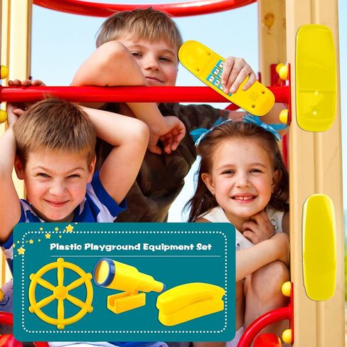 3 Pack Kids Playground Accessories Pirate Ship Steering Wheel Plastic Steering Wheel Swingset Telephone Plastic Telescope for Kids Outdoor Playhouse Treehouse Playset (Red) in Saudi Arabia