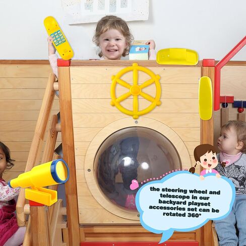 3 Pack Kids Playground Accessories Pirate Ship Steering Wheel Plastic Steering Wheel Swingset Telephone Plastic Telescope for Kids Outdoor Playhouse Treehouse Playset (Red) in Saudi Arabia
