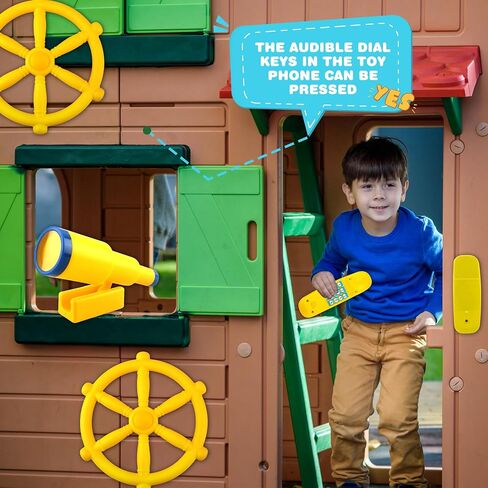 3 Pack Kids Playground Accessories Pirate Ship Steering Wheel Plastic Steering Wheel Swingset Telephone Plastic Telescope for Kids Outdoor Playhouse Treehouse Playset (Red) in Saudi Arabia