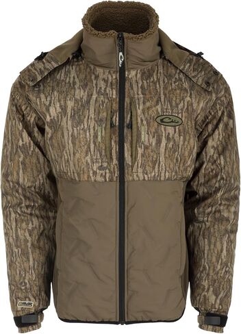 سترة صيد Drake Waterfowl الرجالية LST Guardian Flex Double Down Eqwader بسحاب كامل، سترة صيد معزولة مقاومة للماء مع غطاء للرأس in Saudi Arabia