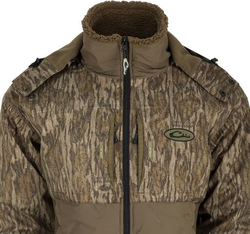 سترة صيد Drake Waterfowl الرجالية LST Guardian Flex Double Down Eqwader بسحاب كامل، سترة صيد معزولة مقاومة للماء مع غطاء للرأس in Saudi Arabia