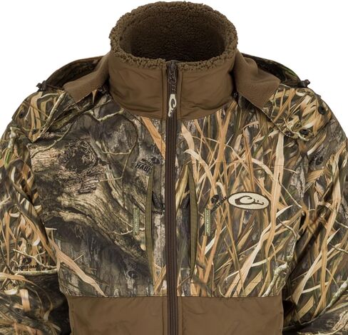سترة صيد Drake Waterfowl الرجالية LST Guardian Flex Double Down Eqwader بسحاب كامل، سترة صيد معزولة مقاومة للماء مع غطاء للرأس in Saudi Arabia