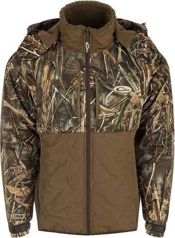 سترة صيد Drake Waterfowl الرجالية LST Guardian Flex Double Down Eqwader بسحاب كامل، سترة صيد معزولة مقاومة للماء مع غطاء للرأس in Saudi Arabia