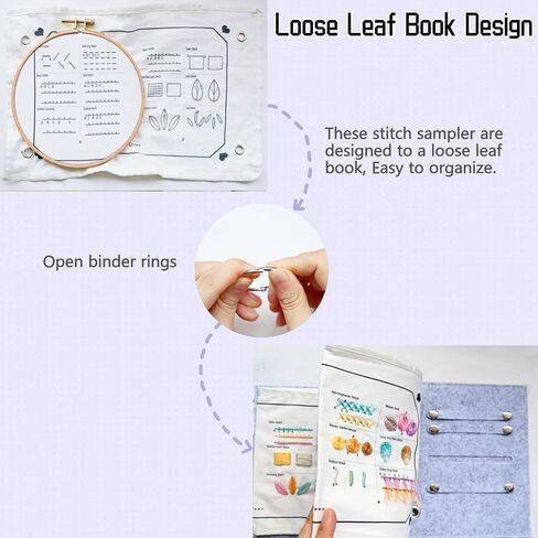 TenDawn Beginner Embroidery Stitch Book with Fabric Pages, 30 Hand Embroidery Stitches for Adults, DIY Sewing Kit with Floral Motifs, Starter Practice Patterns, Gift for Craft Lovers in Saudi Arabia