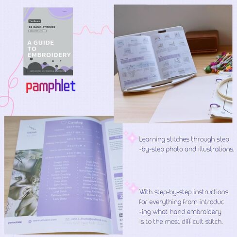 TenDawn Beginner Embroidery Stitch Book with Fabric Pages, 30 Hand Embroidery Stitches for Adults, DIY Sewing Kit with Floral Motifs, Starter Practice Patterns, Gift for Craft Lovers in Saudi Arabia