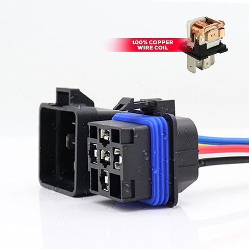 House of Relays 5-PIN 40/30 AMP 12V DC Waterproof Automotive SPDT Relay Kit with Harness Socket Holder, Heavy Duty 12 AWG Tinned Copper (Pack of 5) in Saudi Arabia