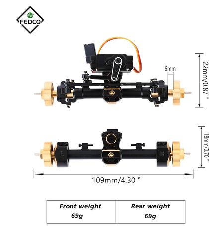 SCX24 Axles + 6 MM Extended Axles with 5g Servo Brass Counterweight Hex for Axial SCX24 Upgrade Parts 1/24 RC Crawler in Saudi Arabia