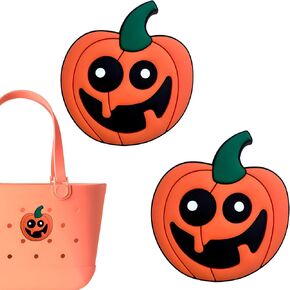 Premium Halloween Pumpkin Charms for Bogg Bag, Halloween-Themed, Compatible with Simply Southern Beach Tote, 2 Pcs Beach Bag Charms Rubber Inserts Accessories for Women Girls (Halloween)