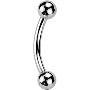 Pierced Owl 16GA ASTM F-136 Implant Grade Titanium Threadless Push-In Curved Barbell with One Fixed Ball