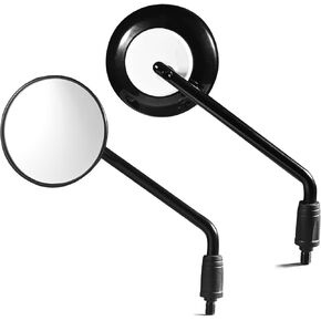 Motorcycle Mirrors, 10mm Bolt Motorcycle Round Handlebar Rear View Side Mirrors, Compatible with Kawasaki Honda Suzuki Cruiser Scooter, Black+White, MIJZ-1006