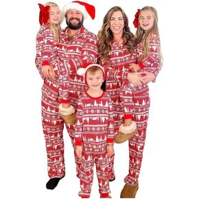 PATPAT Christmas Pajamas Family Matching Sets Button Down PJS with Collar for Couple and Family