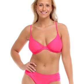 Body Glove Women's Standard Smoothies Solo Solid Underwire D, DD, E, F Cup Bikini Top Swimsuit with Adjustable 2-Way Back Detail, Bubble Gum