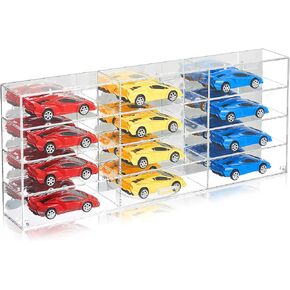 Juexica Clear Acrylic Toy Car Display Case Toy Car Display Box 1: 24 Scale Diecast Display Case Wall Mounted Toy Car Display Shelf for Storage Mini Cars Model Race Cars (12.04 x 29.4 x 4.25 Inches)