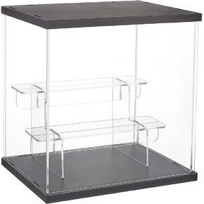 NBEADS 2-Tier Clear Display Case Acrylic Box, Whole Scene Riser Display Stands with Door Countertop Figure Stand Shelves for Collectible Figures Cupcake Candy Food, 8.27x6.3x8.66inch