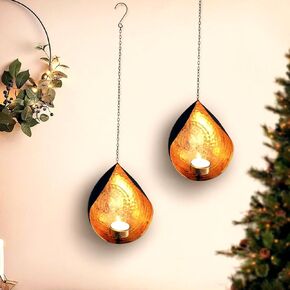 TIED RIBBONS Wall Hanging Tealight Candle Holders Iron Hanging Wall Candle Holders Votive Sconce for Wall, Weddings, Events, Decorations (Pack of 4)