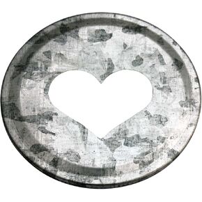 Heart Cutout Galvanized Metal Lid Inserts for Mason Jars (10 Pack, Wide Mouth)