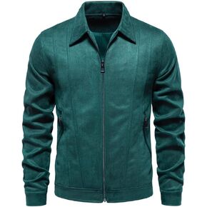Classic Faux Suede Leather Jacket Men Turn Down Collar Lightweight Suede Men's Jackets