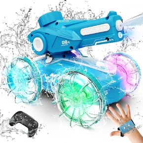 Tecnock Amphibious Remote Control Car Boat for Kids, 2.4GHz 4WD Water Squirt RC Stunt Car with LED Lights, 45-Minute Playtime, Pool Toy Gift for Boys and Girls Ages 6+