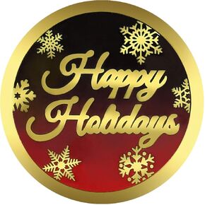 240 Pieces Christmas Happy Holidays Stickers Gold Foil Stamping Sticker 2 Inch Large Round Holiday Stickers Christmas Stickers for Christmas Holiday Cards Envelopes Boxes, Happy New Year Stickers