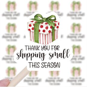 200 PCS Thank You Christmas Tree Stickers,Cute Small Business Envelopes Stickers for Business Packages/Handmade Goods/Bags,Christmas Theme Small Shop Business Stickers for Envelopes Seals