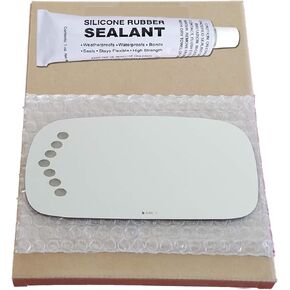 Mirror Glass Replacement + Silicone Adhesive for 2006-2008 Cadillac DTS Driver Side - Dim Fit Over - Signal Etch (2006 2007 2008 06 07 08)