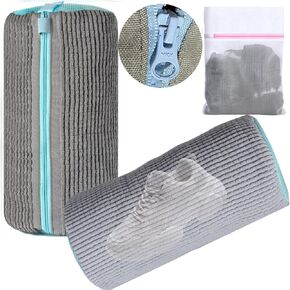 Shoe Laundry Bag for Washing Machine, 2 Unbloo Shoe Bags for Washing Machine & 1 Laundry Bag, Shoe Wash Machine Bag Sneaker Bag, Durable Washchamp Shoe Cleaning Bag for Tennis Canvas Sport Shoes(Grey)