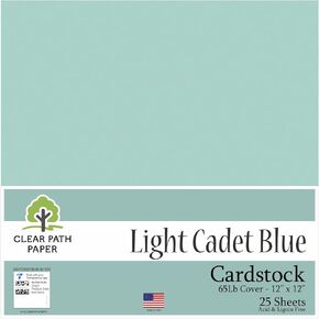 Clear Path Paper - Baby Blue Cardstock - 12 x 12 inch - 65Lb Cover - 25 Sheets