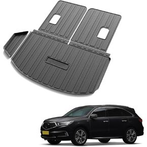 Cargo Mat & Backrest Mats Compatible with Acura MDX 2014-2020 - Black TPE All Weather Waterproof Rear Cargo Liner Rear Trunk Liner Back Seat Cover Protector