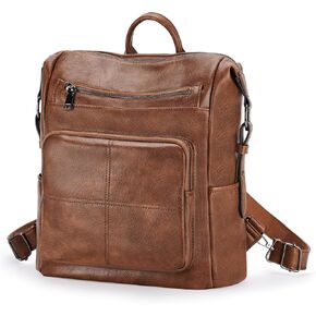 VASCHY Backpack Purse for Women,Vegan Fashion Leather Medium Convertible Ladies Backpack Shoulder Bag for Travel/Work/Diaper Black