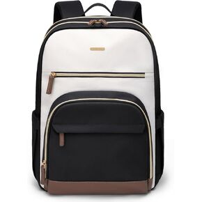 TENSTAR Large 22L Travel Laptop Backpack, College Backpack Airline Approved Business Work Bag Fit 16 Inch Laptops for Men Women,Backpack for Women,Large Computer Bag, Black with Beige