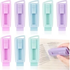 Retractable Pencil Eraser, 8 Pack Push Pull Design Sliding Retractable Pencil Eraser for Students Ideal Cute Office School Supplies Erasers Gift for Painting Drawing(4 Colors)