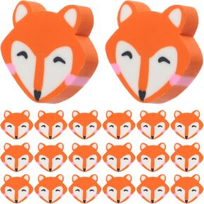 Lurrose 50pcs Fox Erasers Erasers for Kids Pencil Eraser Animals Mini Erasers Cute Erasers for Classroom Prizes - Bulk for Boys Girls - Mini School Supplies