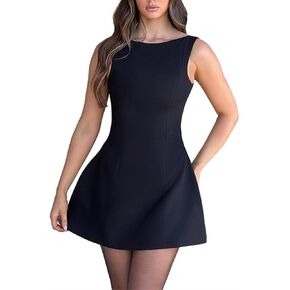 BNGD Women's Backless Vest Basic Dress Sexy Slim Short Dress