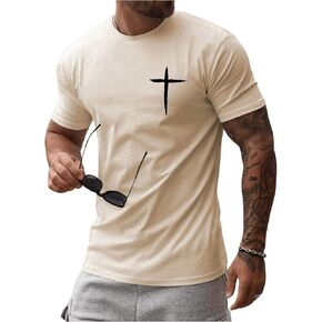 Floerns Men's Cross Print Short Sleeve T Shirt Crewneck Tee Shirts