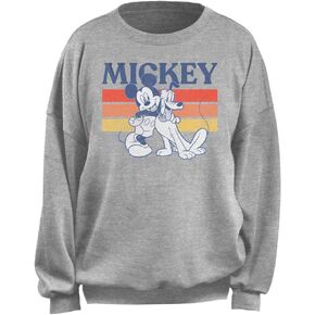 Disney Women's Junior's Retro Squad Oversized Fleece, Heather Grey, Medium